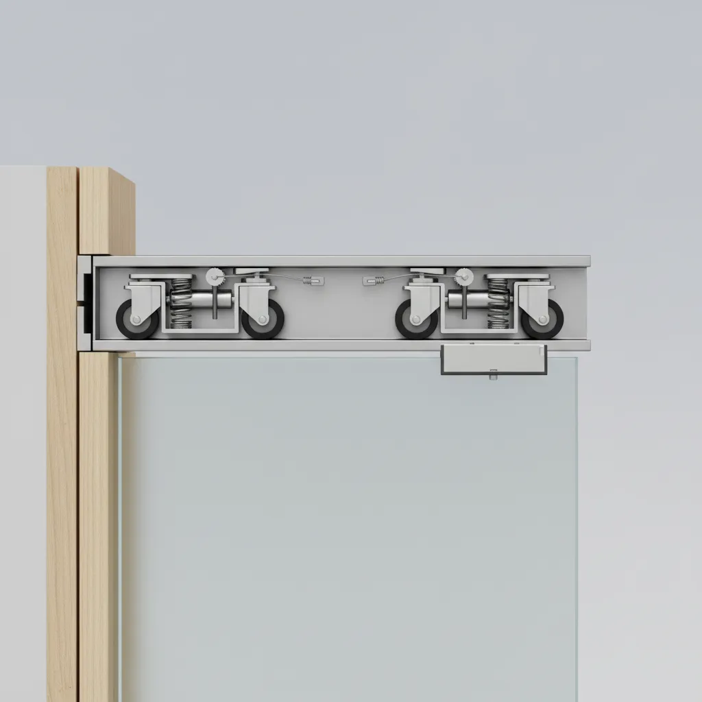 soft close pocket door mechanism reducing noise and vibration