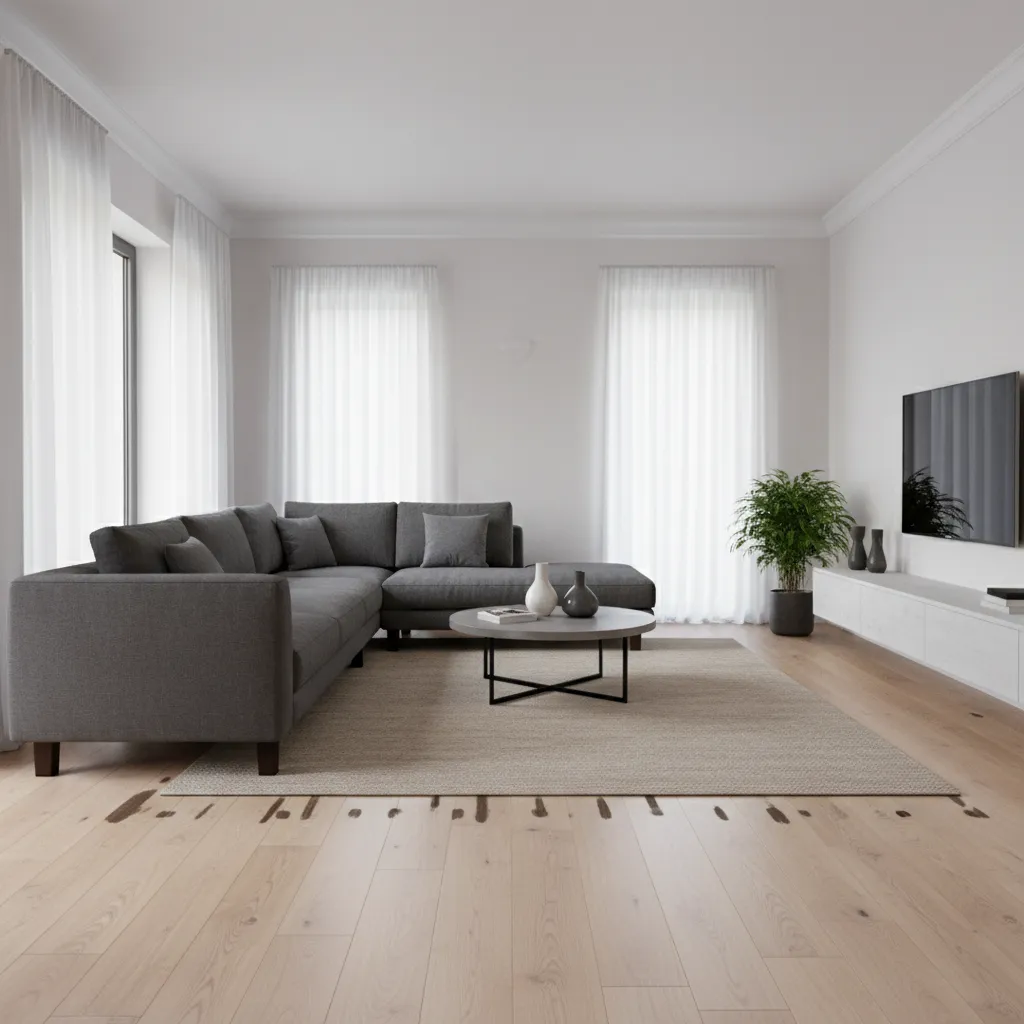 Heavy sofa legs compressing uncured painted floor surface