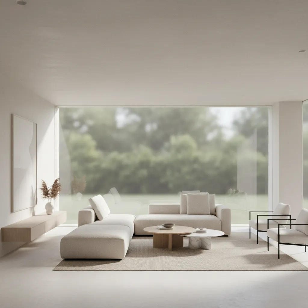 interior render demonstrating soft shadow lighting across furniture and floor