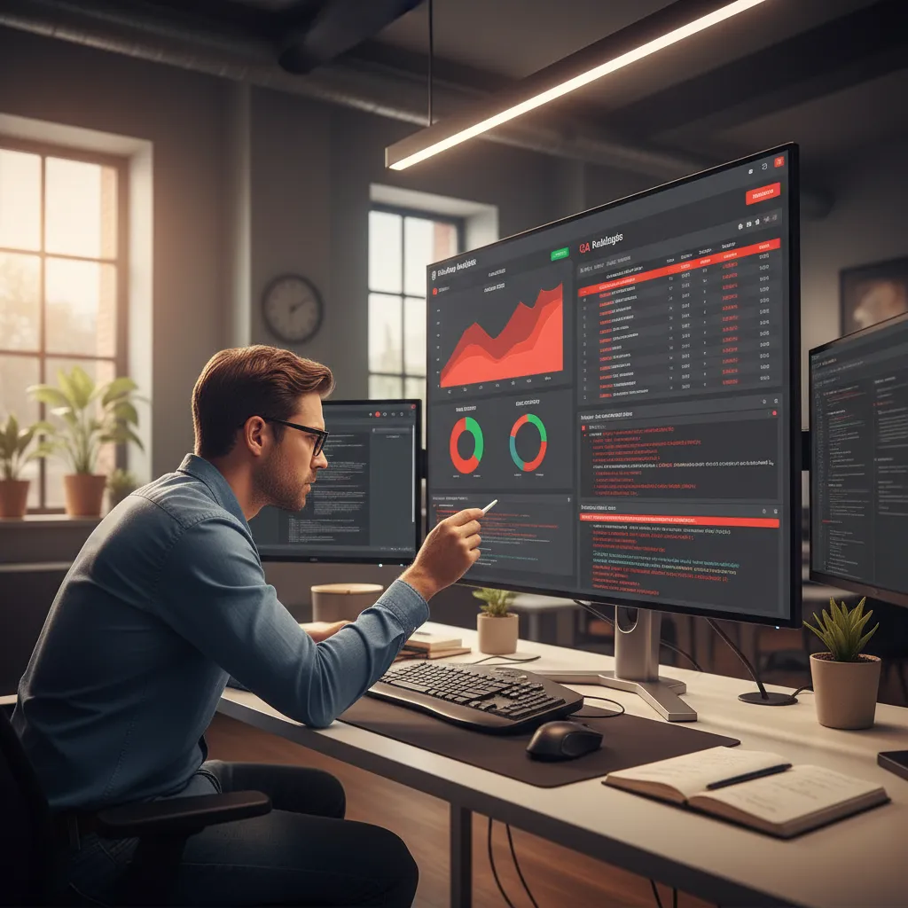 Pantalla mostrando análisis de errores encontrados durante pruebas de software