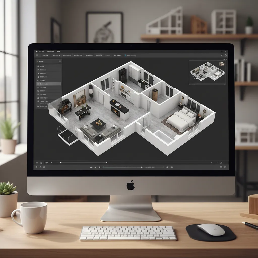 Tampilan software desain denah rumah 3D