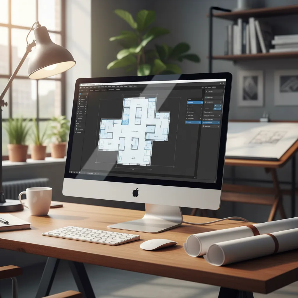 Plano digital de una casa en software de diseño en vista 2D