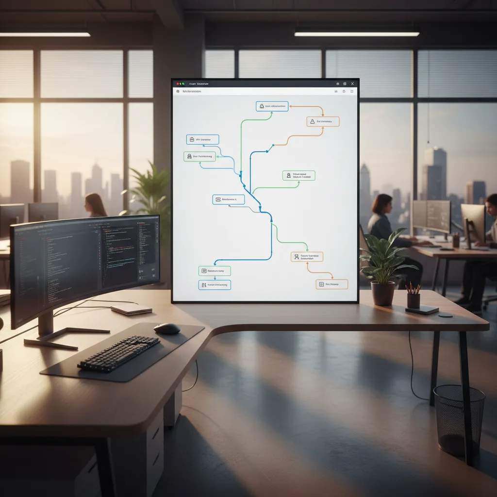 Diagrama mostrando rutas alternativas y errores en un sistema