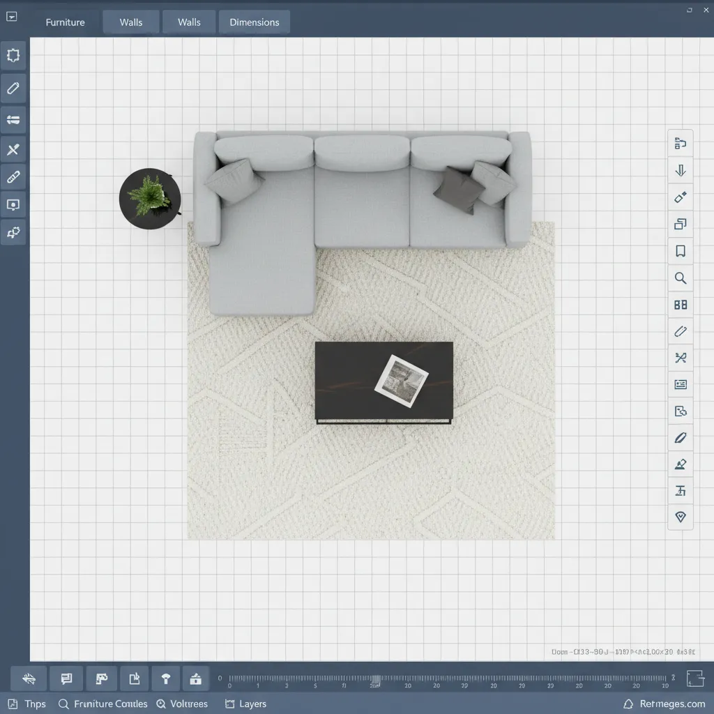 Floor plan layout being designed with furniture placement inside digital home design software