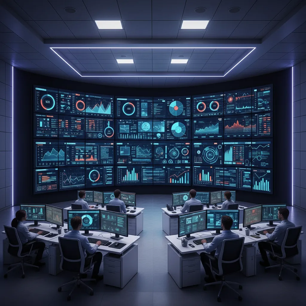 System performance monitoring dashboard displaying server metrics and network activity