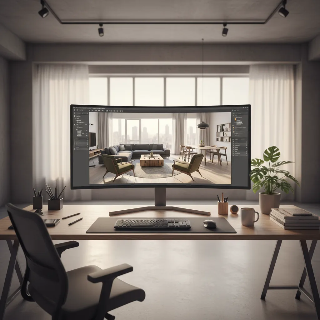 Pantalla de ordenador mostrando planificación digital de una habitación