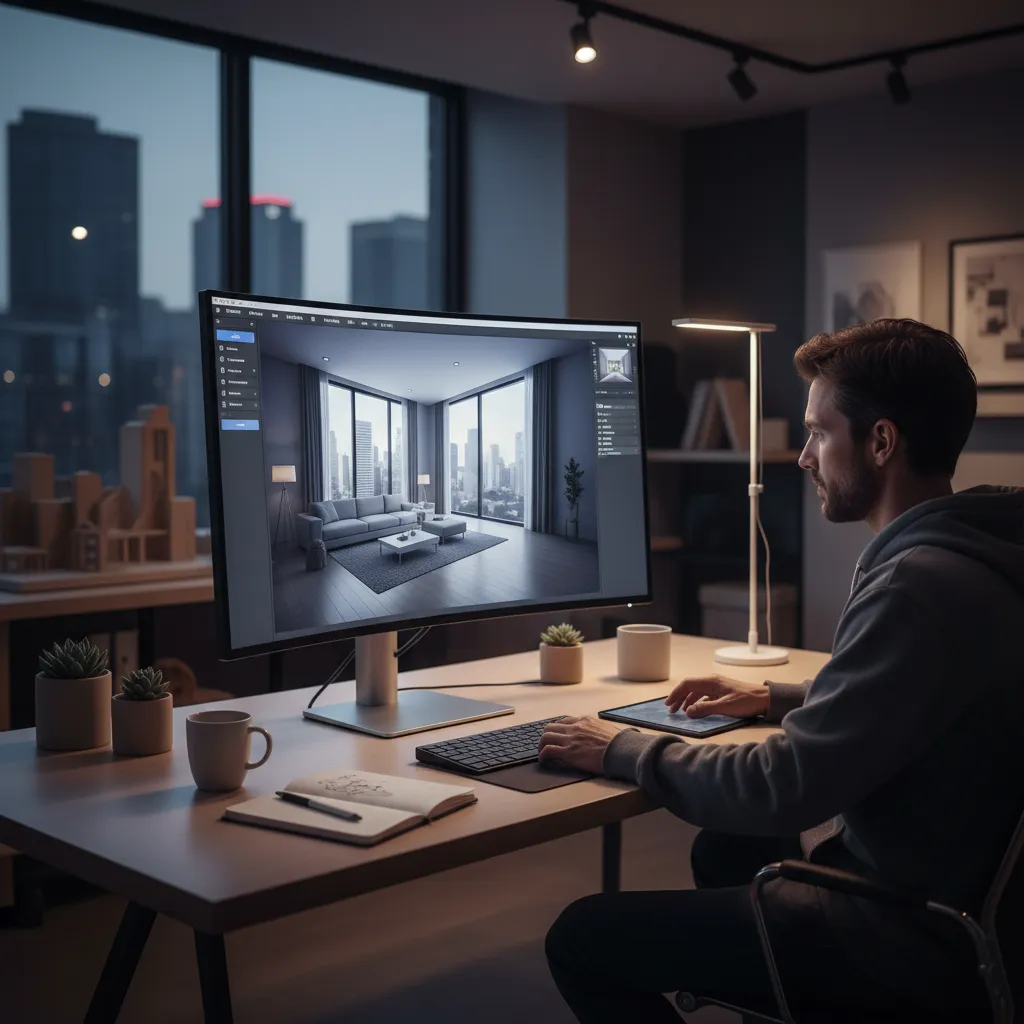 Diseño digital de una habitación en software de interiorismo