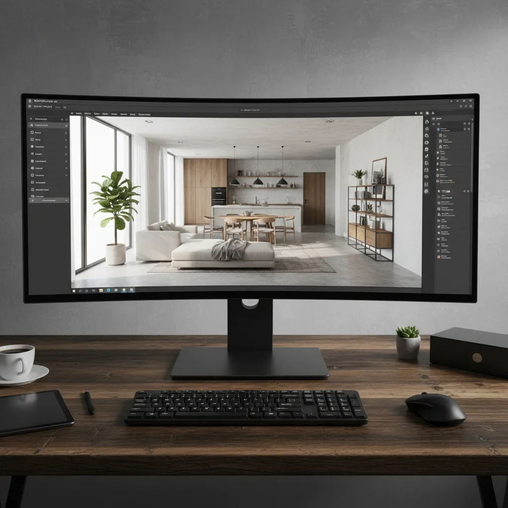 Software de planificación de casas mostrando un modelo 3D interior