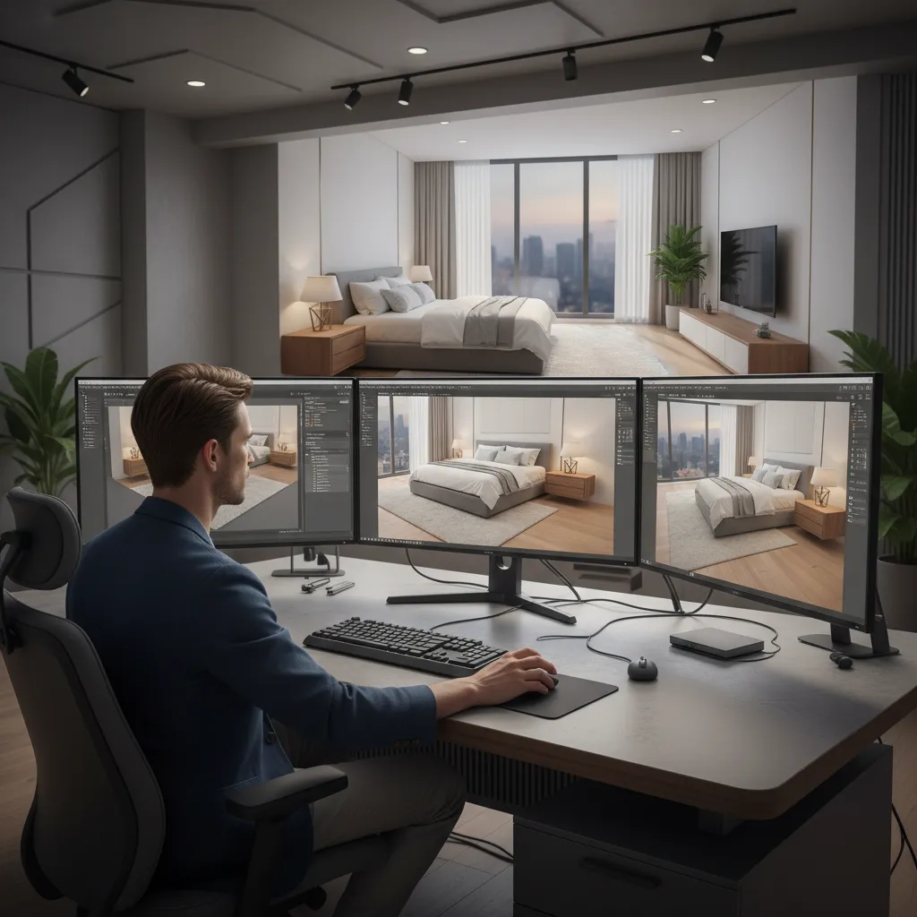 Diseño de habitación en software de modelado 3D