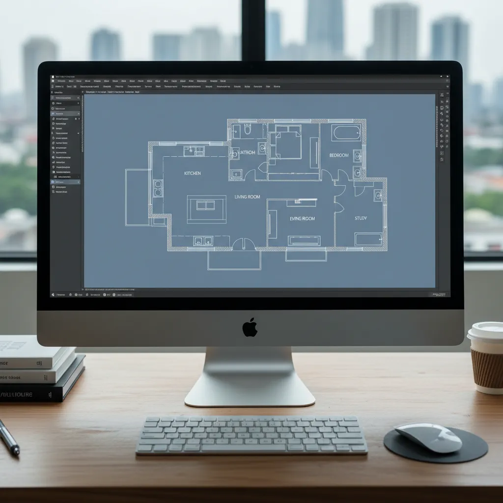 Plano digital 2D de una vivienda con habitaciones etiquetadas
