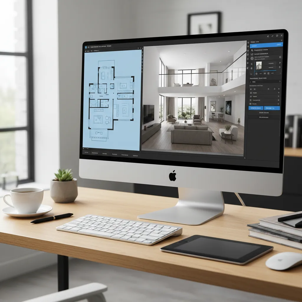 interfaz de software mostrando plano de casa en 2D y vista 3D