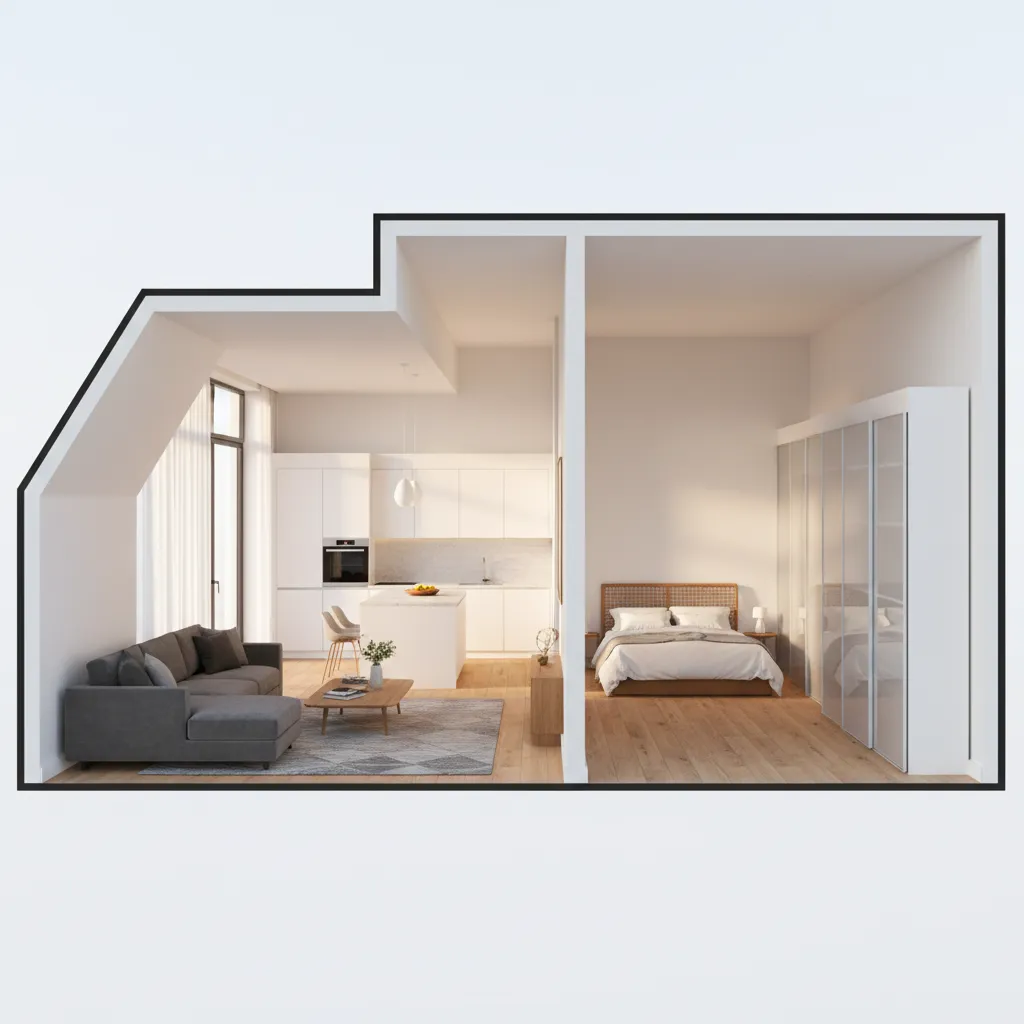 Vista 3D de una casa generada desde un plano digital