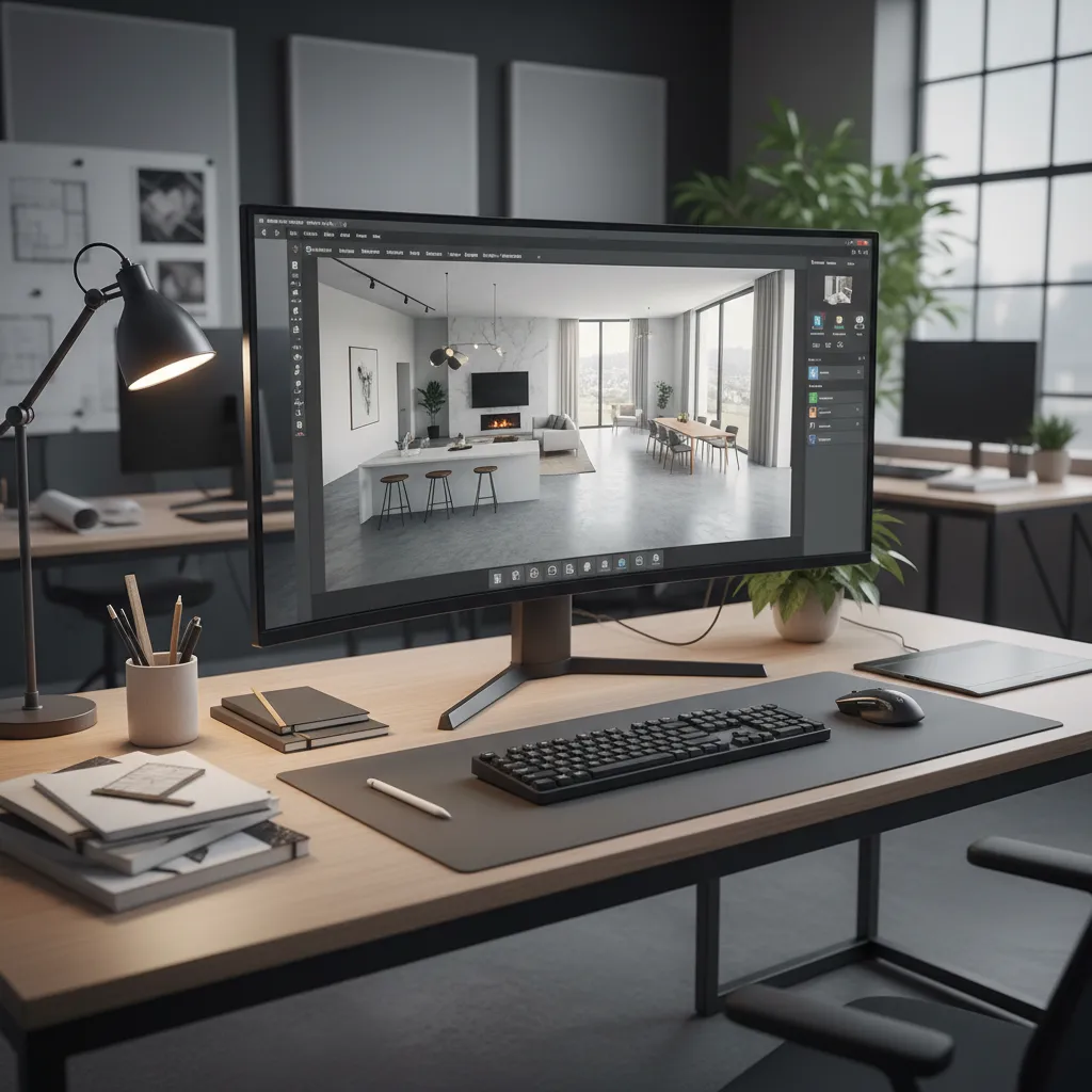 Pantalla con software de plano de planta para diseño interior