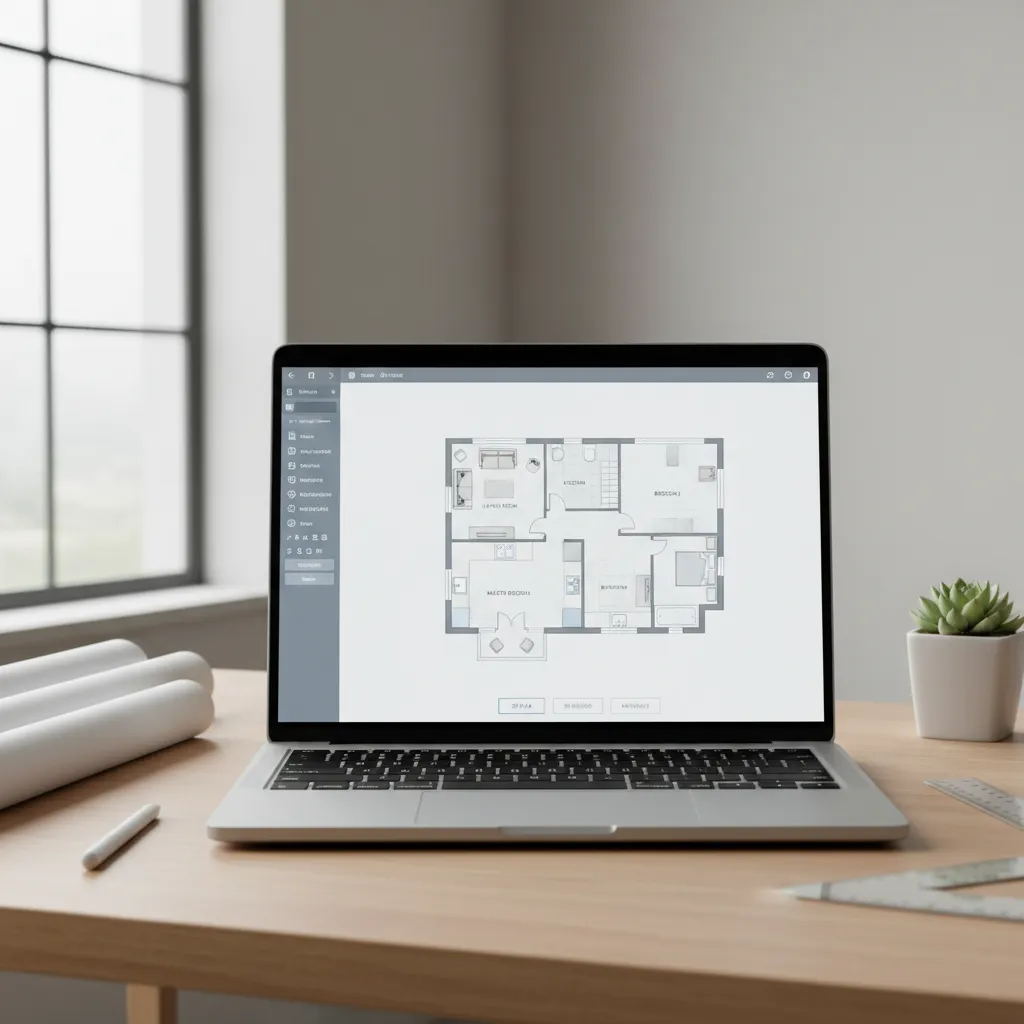 Interface de software mostrando planta baixa simples de casa