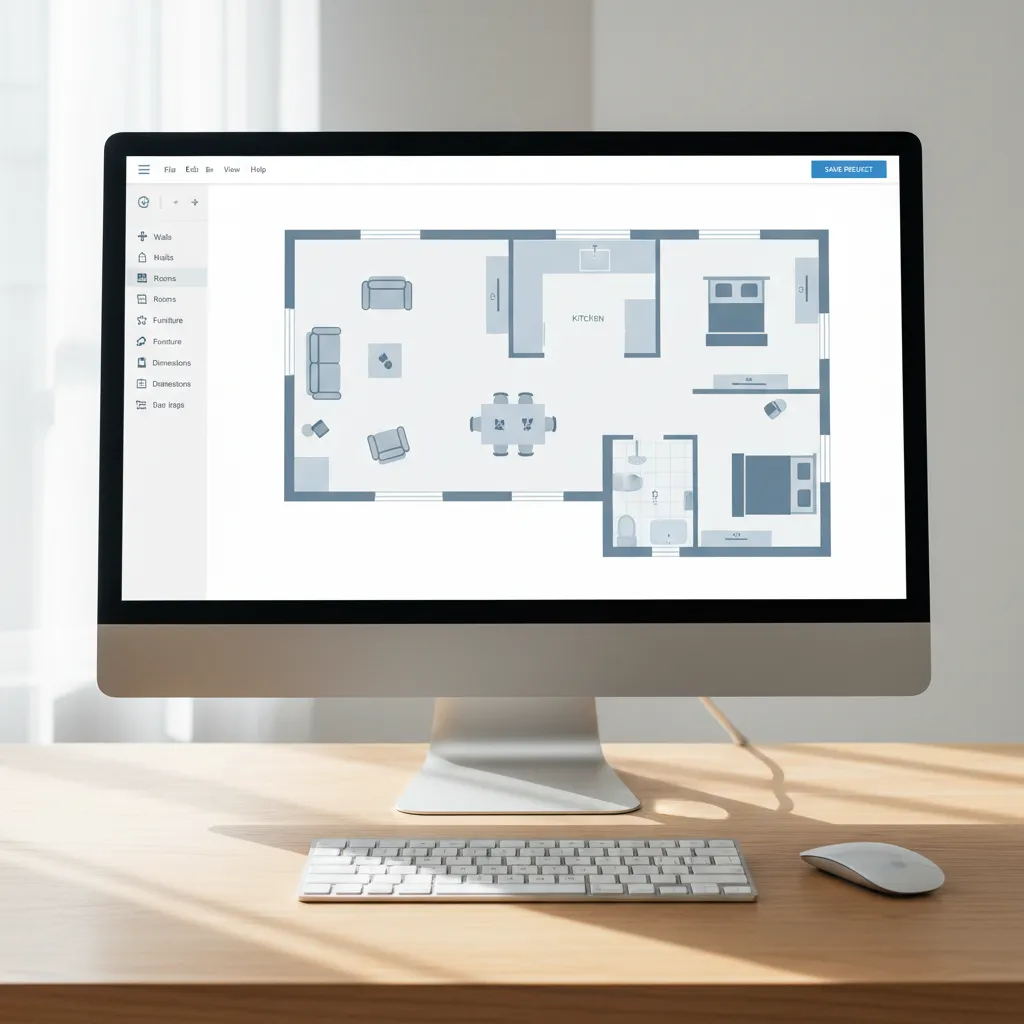 interface de software online mostrando planta baixa de casa em 2D