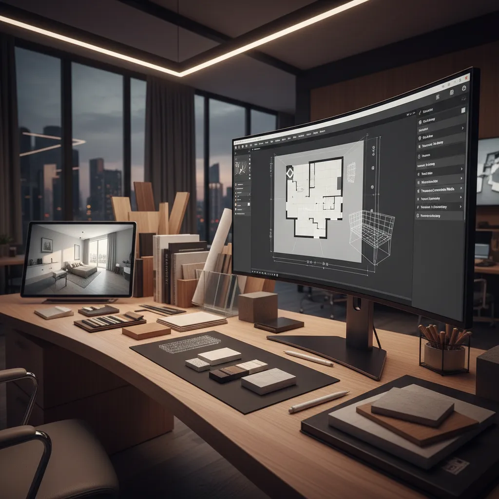 Pantalla de software de diseño mostrando plano y cálculo de materiales