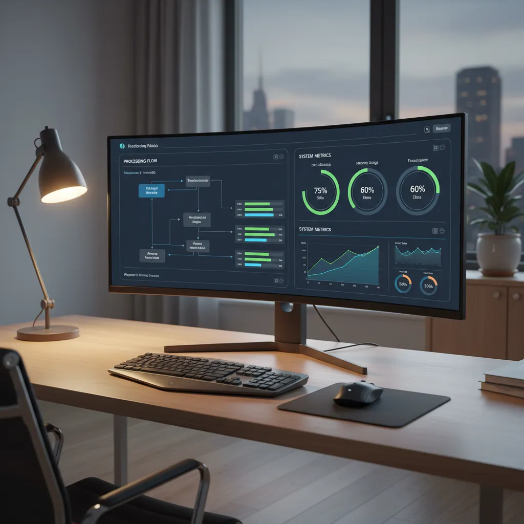 System dashboard showing workflow analysis and performance metrics