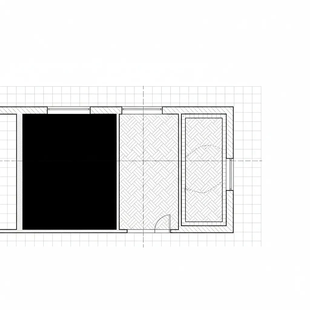 Comparison of solid hatch and pattern hatch in an architectural AutoCAD floor plan