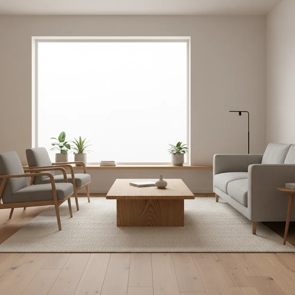 solid wood DIY floor table in minimalist living room