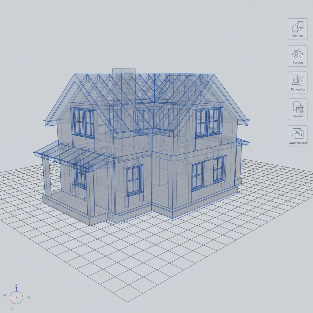 Modelo estructural de una casa creado en software CAD