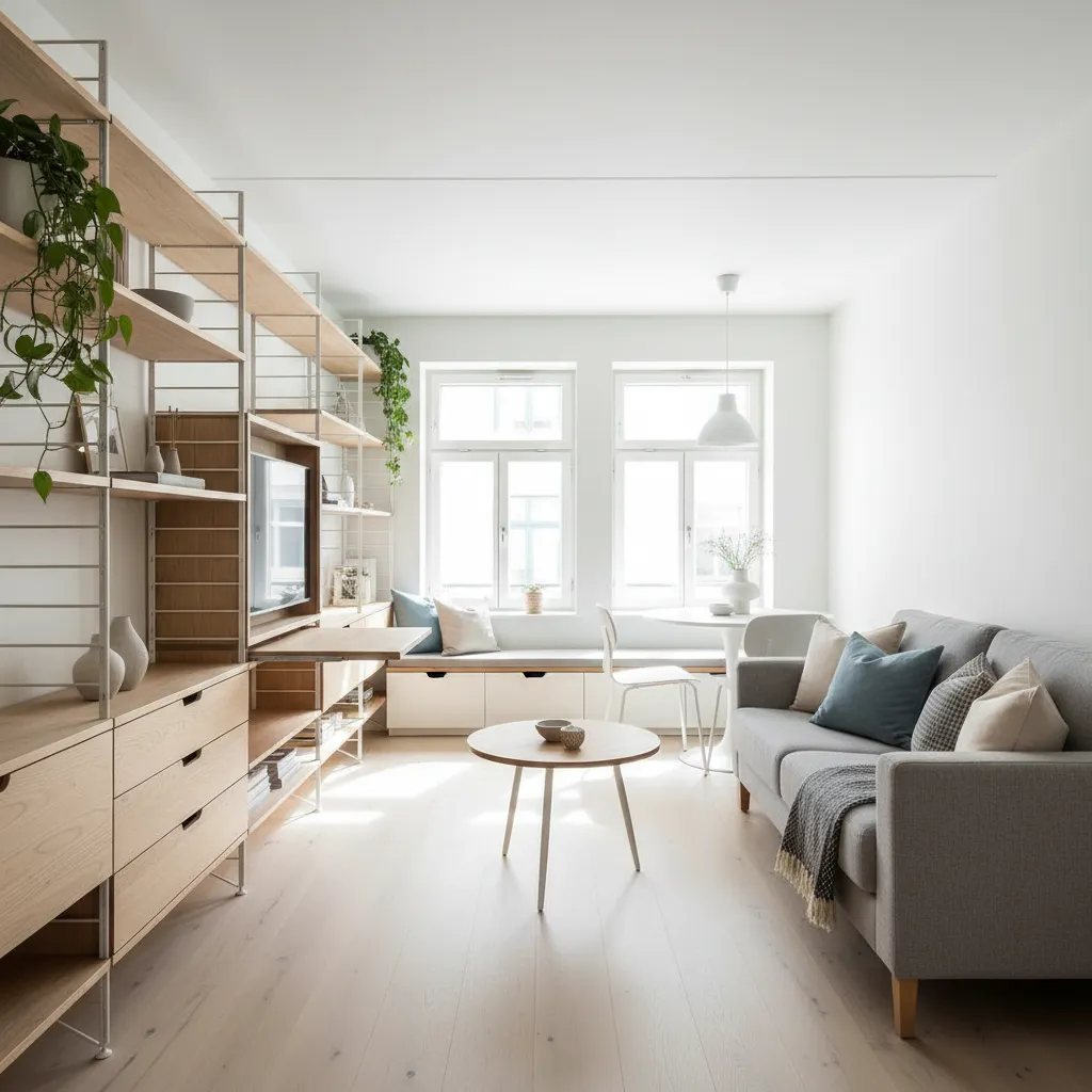Apartamento pequeño con soluciones inteligentes de almacenamiento