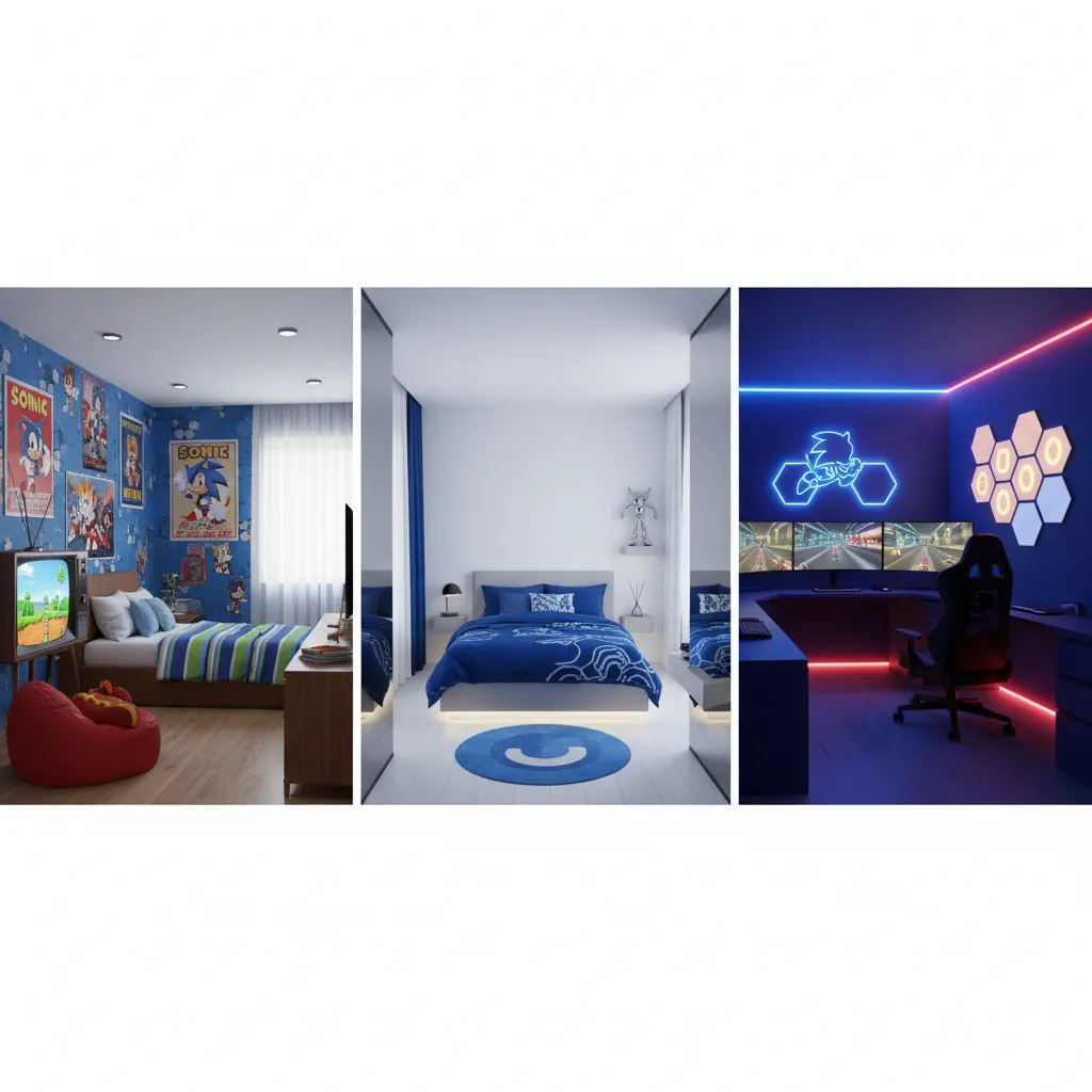 visual comparison of three Sonic bedroom design styles