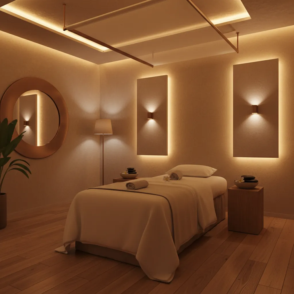 Đèn LED hắt tường trong phòng spa hiện đại