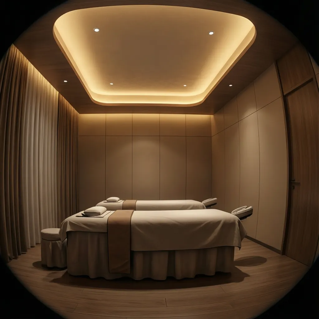 Hệ thống đèn LED hắt trần trong phòng spa hiện đại