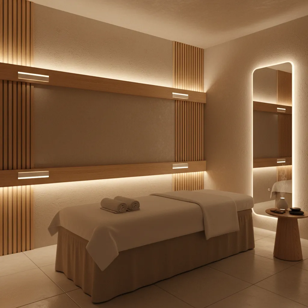 Đèn tường ánh sáng gián tiếp trong phòng spa