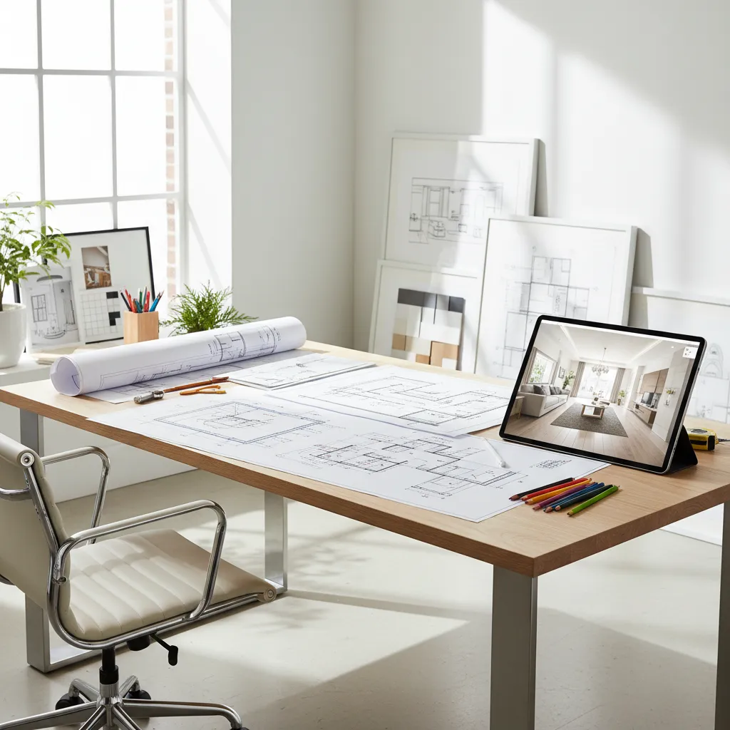 Plano y planificación de distribución interior en una vivienda