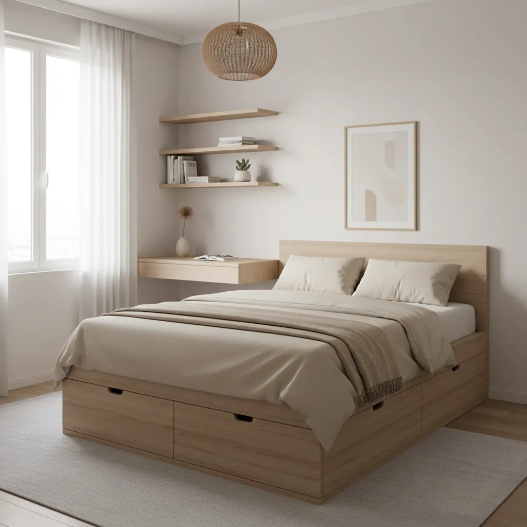 Space saving furniture solutions in a small bedroom