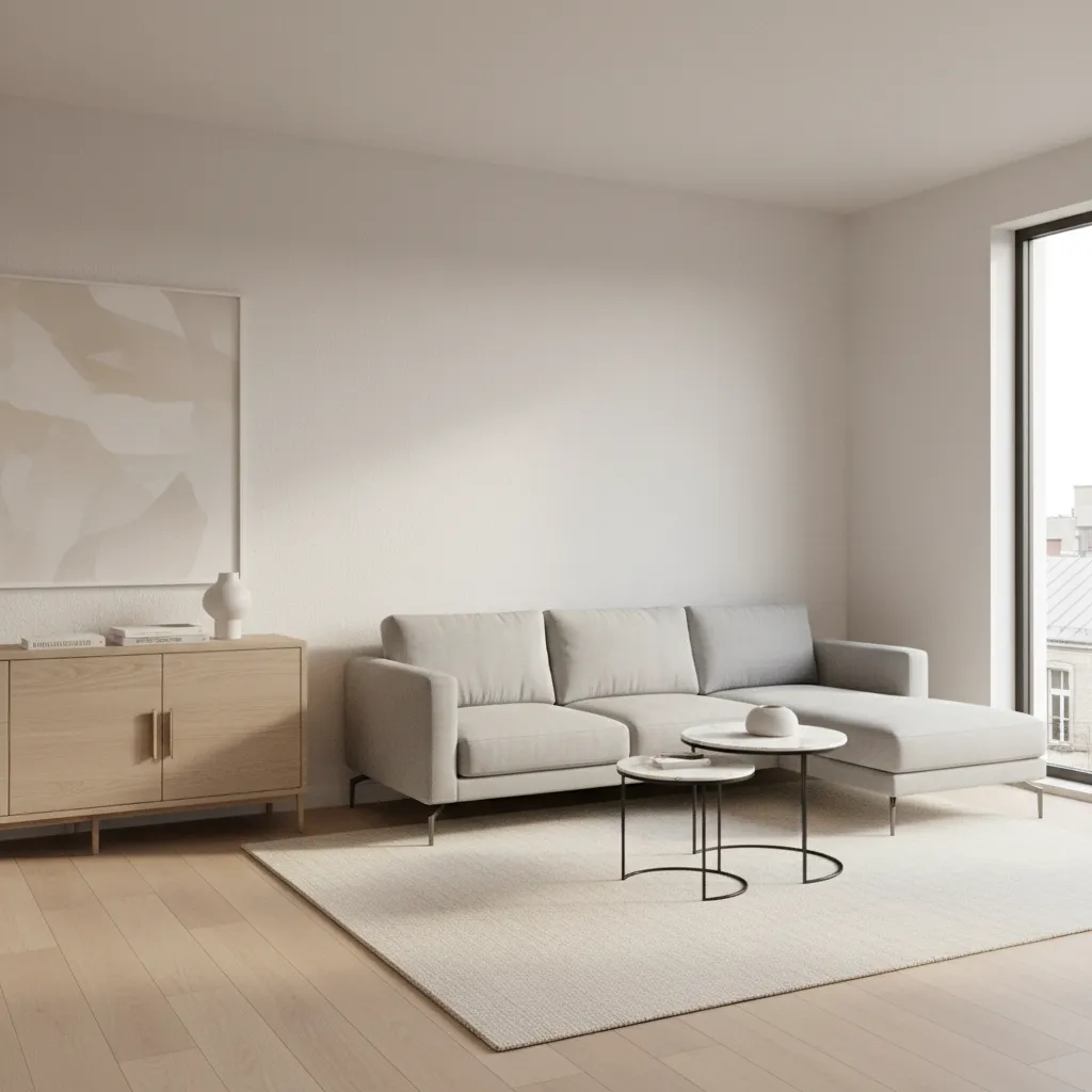space saving furniture arrangement in small living room with sectional sofa