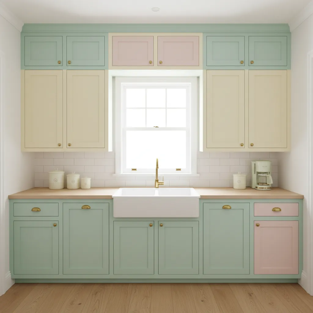 Shallow vintage cabinets designed for small retro kitchens
