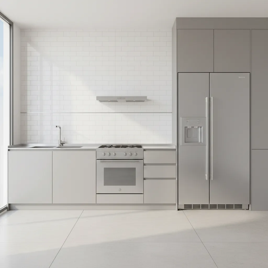 clean modern kitchen backsplash tiles after cleaning with bright lighting