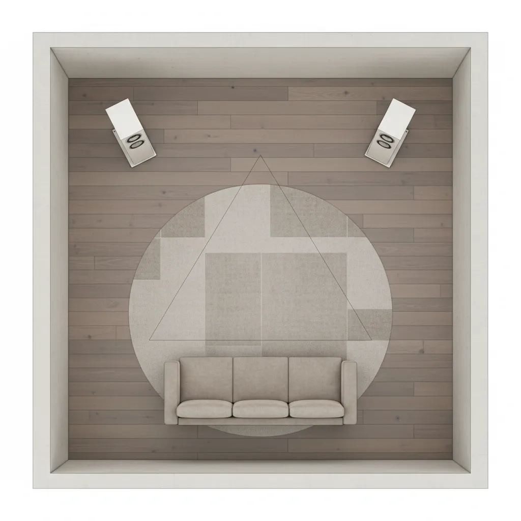 diagram of stereo listening triangle in small room