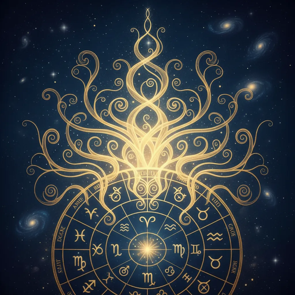 Astrology themed illustration symbolizing spiritual growth paths in horoscope houses