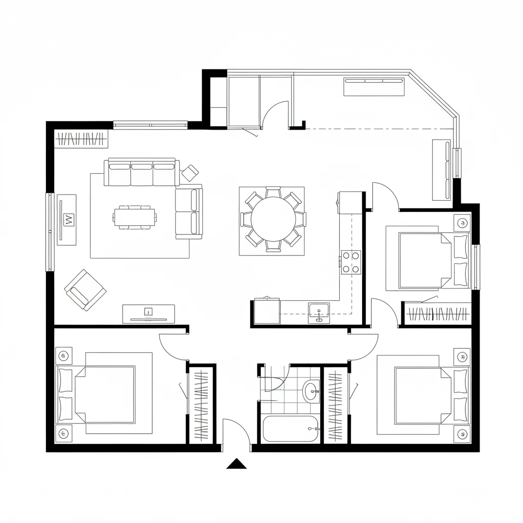 Split Two-Bed with Corner Balcony