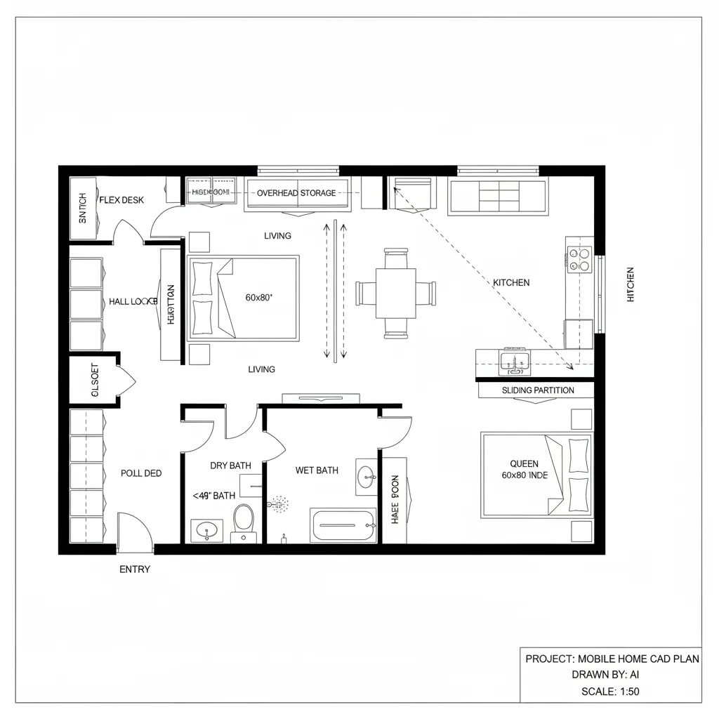 Split Bath Core + Sliding Partitions