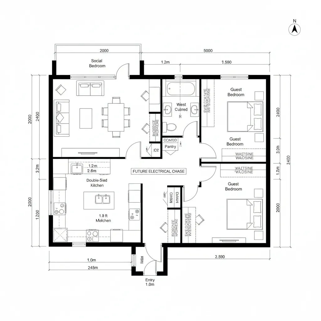 Split-Bay Two-Bed with Shared Spine