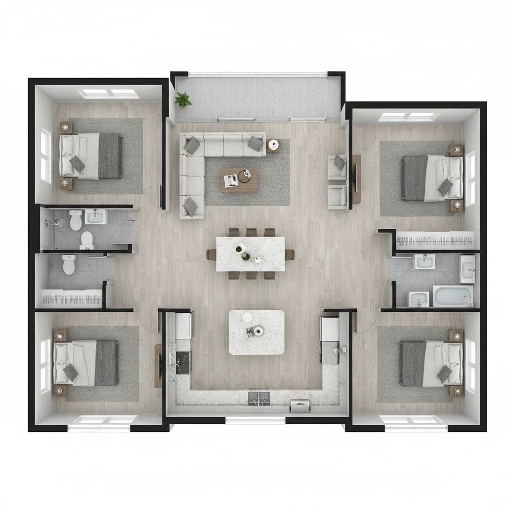 split bedroom layout in a modern manufactured home floor plan