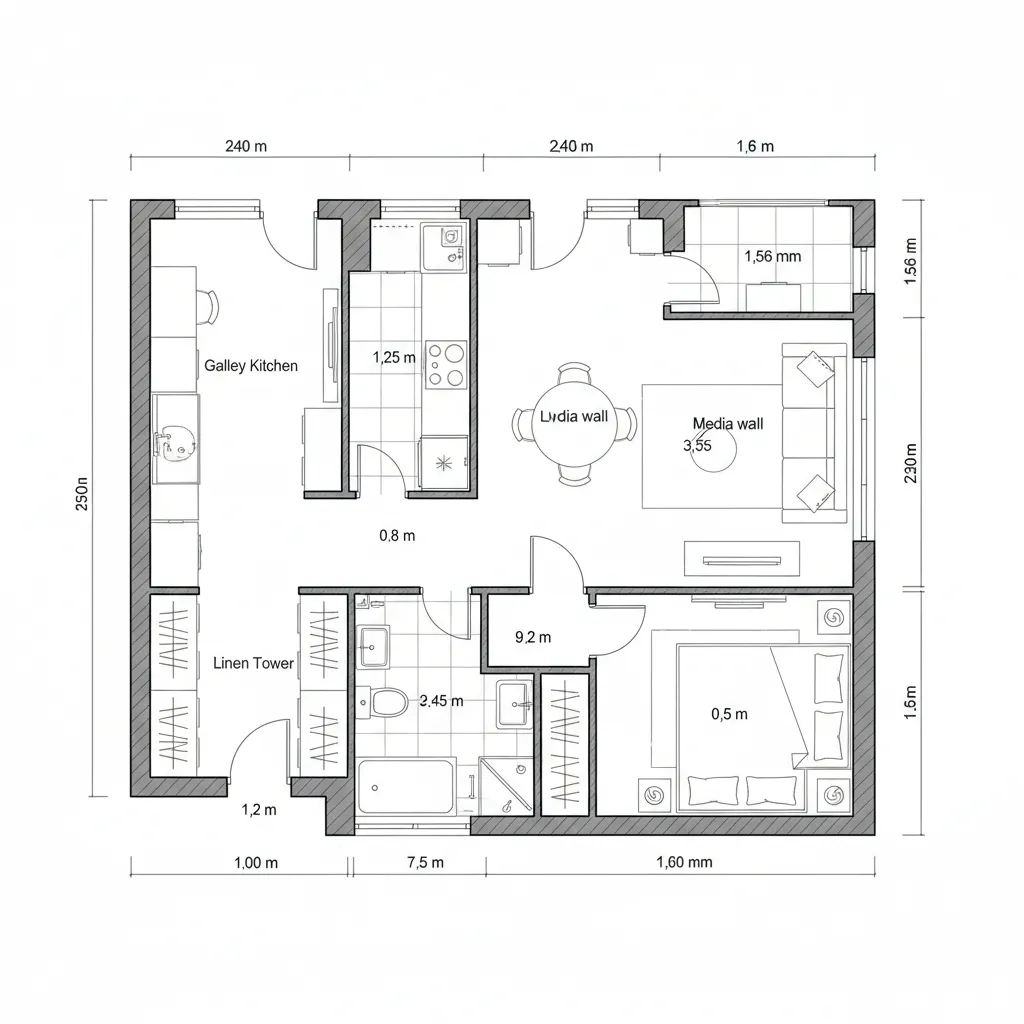 1 Bedroom Apt Floor Plans: Split Core