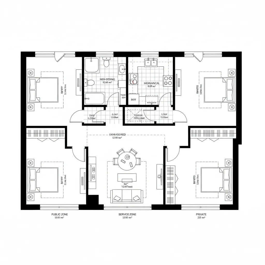Split-Core 2-Bed, 28' x 48' DWG