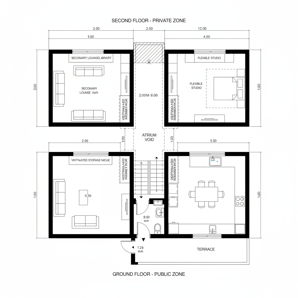 South Glare? Two Floors South Facing Elevation Plans That Work