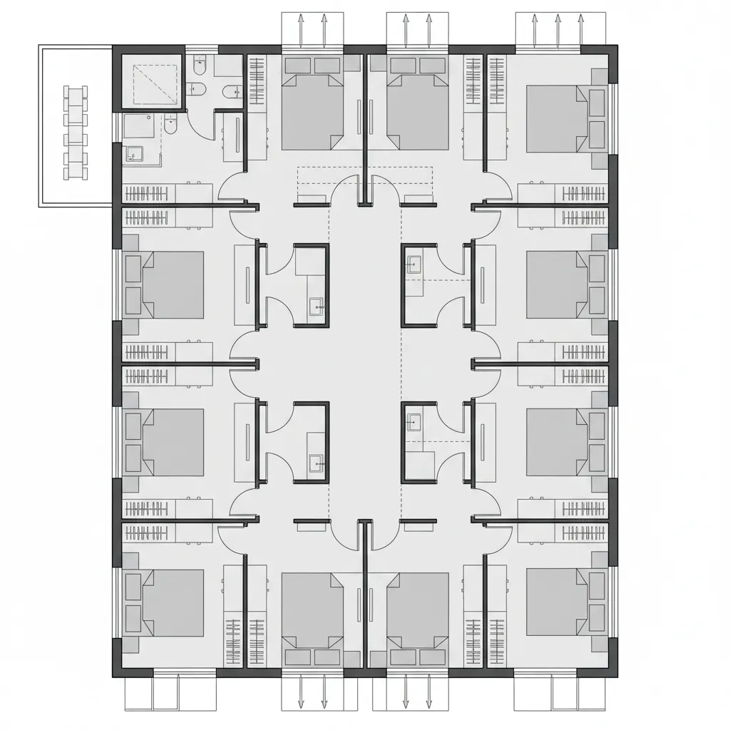 Split-Core Corridor + Pocket Studios