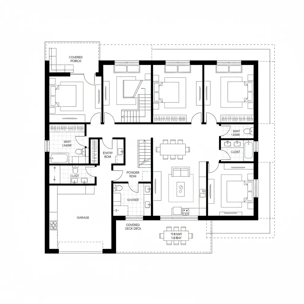 Split-Façade Rhythm with Deep Overhangs