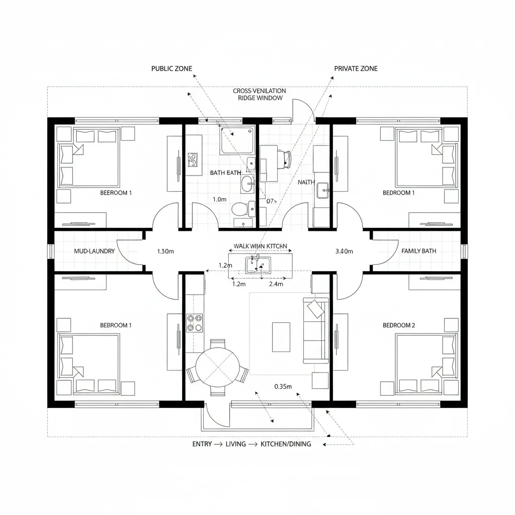 Split Gable + Flex Nook (2-bed family)