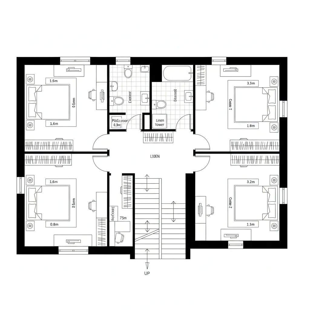 Split Public/Private Landing, Mid-Stair Library