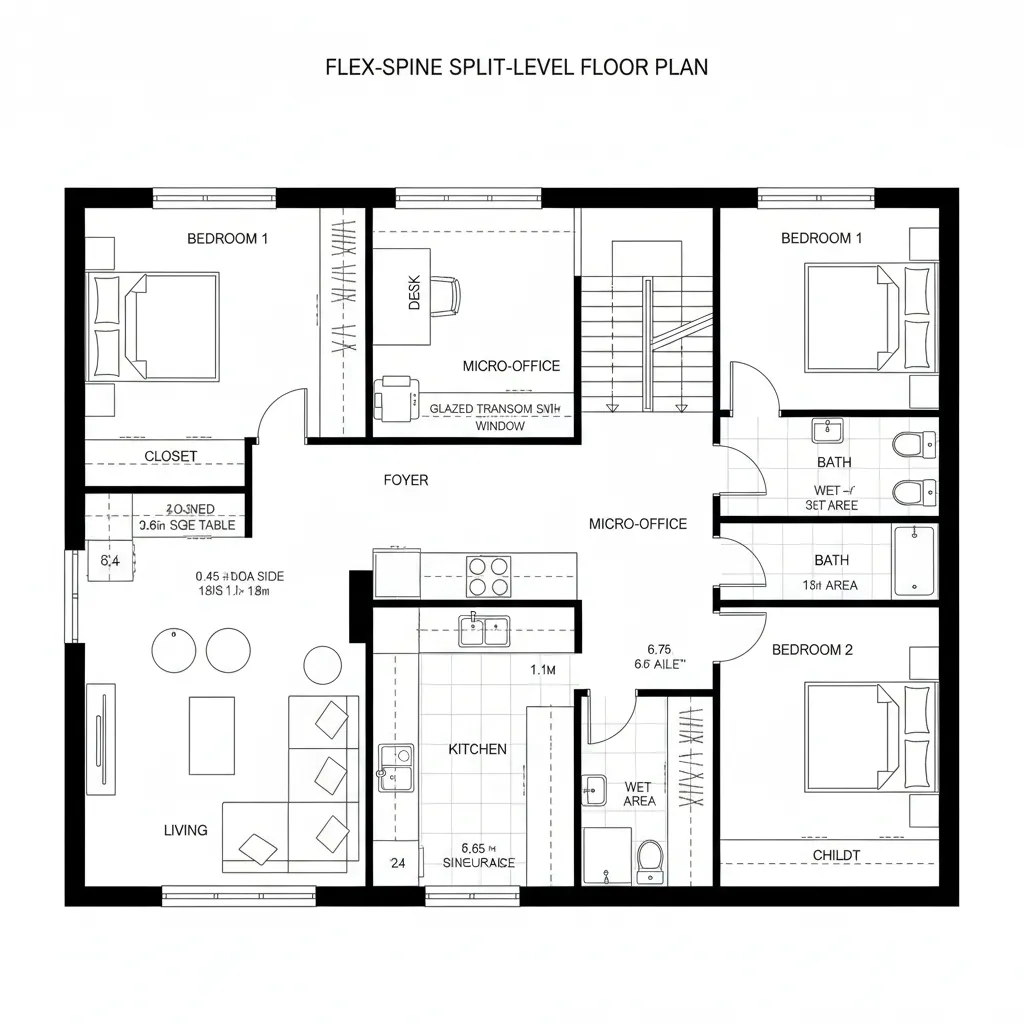 Split-Level Flex Spine for Hybrid Work