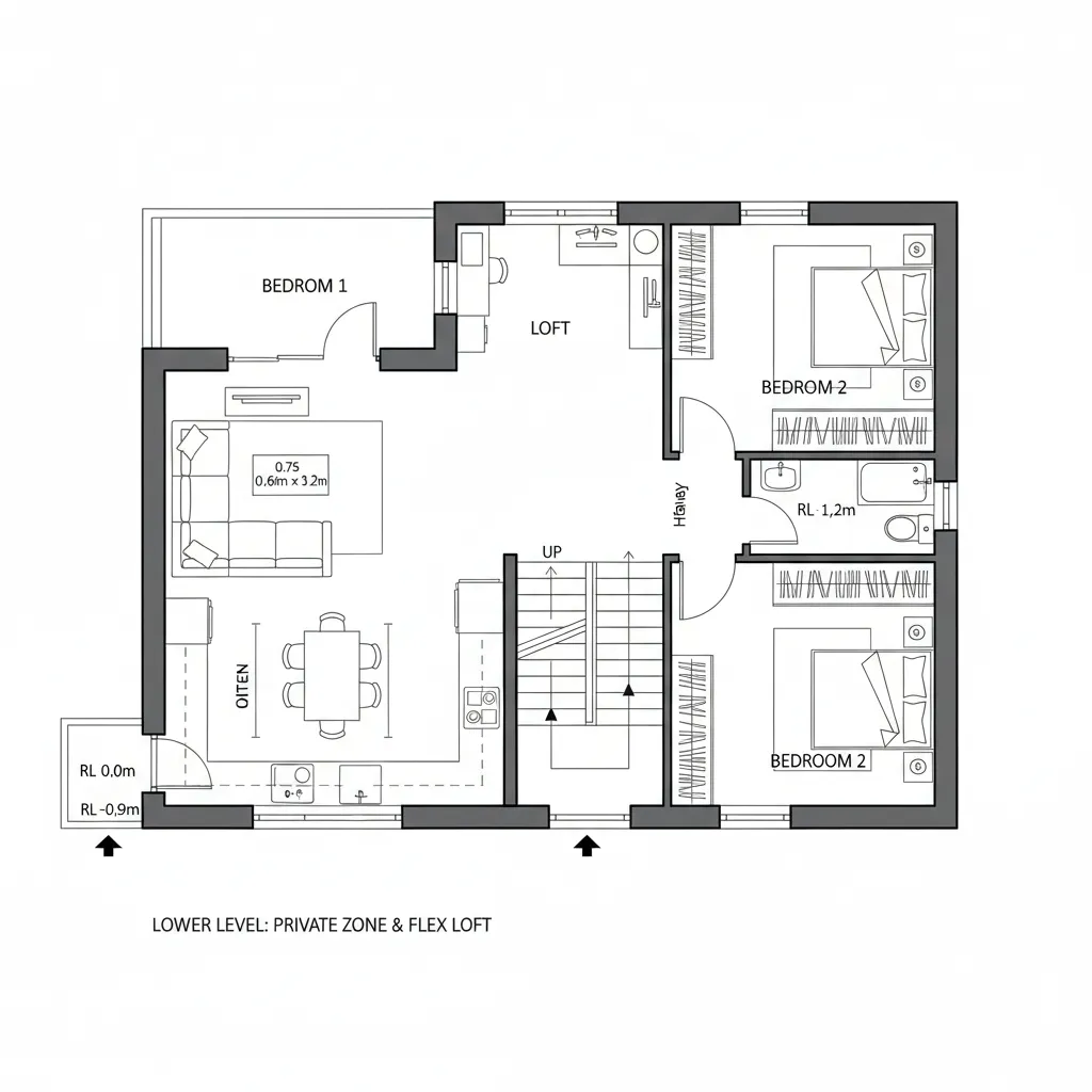 Split-Level Core with Lofted Flex