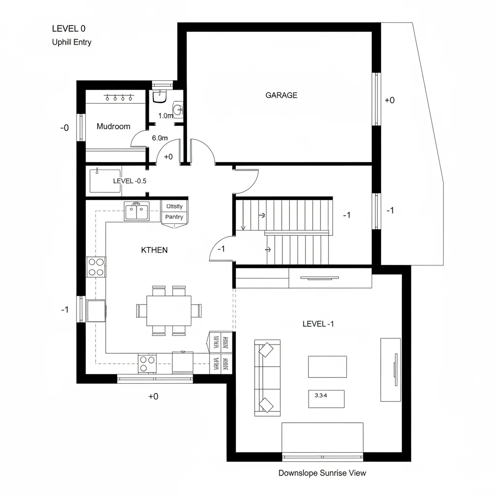Terraced Split-Level Primary + Public Zone